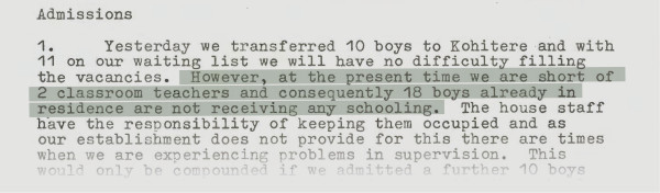 A  portion of a letter from the Hokio School principal to the Director‑General of Social Welfare, as noted in footnote 240