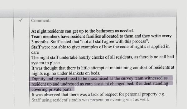 Portion of the Kimberley Centre Audit from July 2000